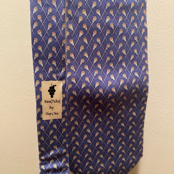 Blue Lacrosse Pattern Tie - Picture 4 of 5
